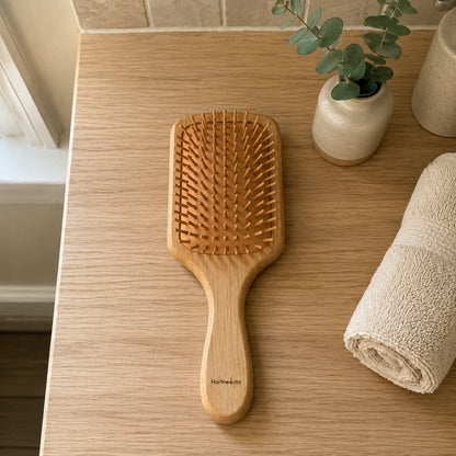 Wooden Paddle Hair Brush with Rounded Bamboo Pins