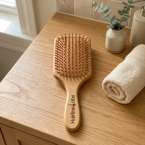 Wooden Paddle Hair Brush with Rounded Bamboo Pins