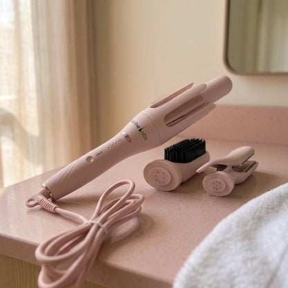 3 in 1 Automatic Curling Iron with Interchangeable Barrel and Hair Crimper