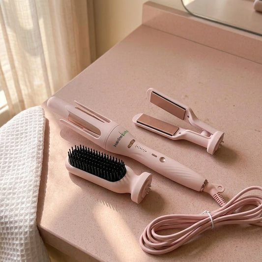 3 in 1 Automatic Curling Iron with Interchangeable Barrel and Hair Crimper